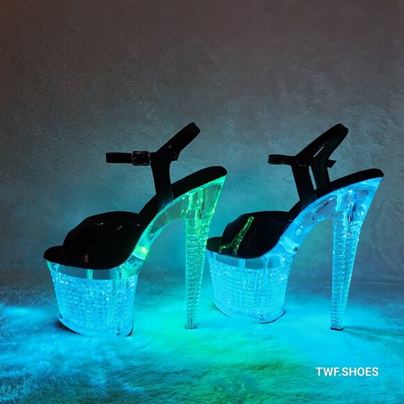 Multiple Function Led Lighted Flash dance Special Textured Platform 7" Heels - Picture 7 of 12